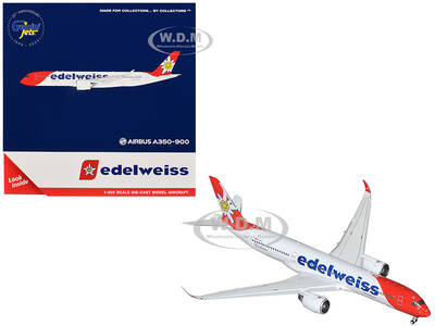 Airbus A350-900 Commercial Aircraft with Flaps Down Configuration Edelweiss Air (HB-IHC) White with Red Tail 1/400 Diecast Mo...
