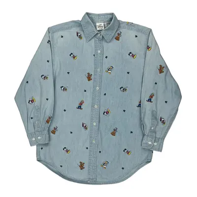 Disney Graphic Denim Shirt - Small Light Wash Cotton