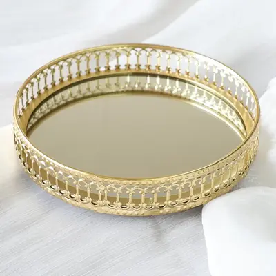 Metal Iron Tray, Candy Cake Pastry Coffee Snack Dessert Perfume Display Tray, Home Decor for Kitchen Living Room Bedroom Offi...