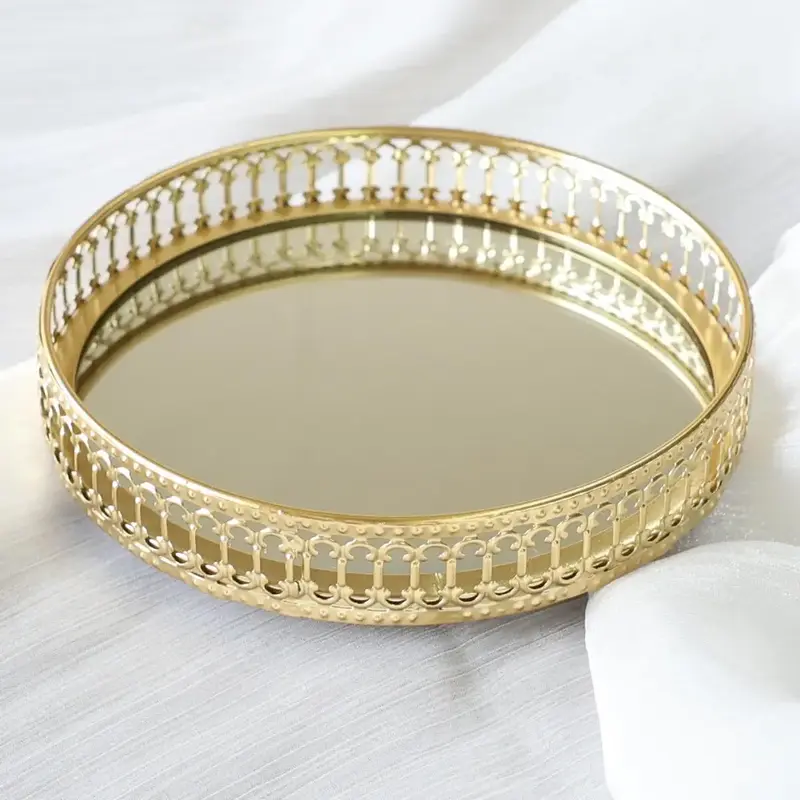 Metal Iron Tray, Candy Cake Pastry Coffee Snack Dessert Perfume Display Tray, Home Decor for Kitchen Living Room Bedroom Offi...