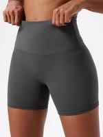Sporty Women's Plain High Waist Skinny Sports Spandex Short, Gym Fall Shorts, Sports High Stretch Wide Waistband Short Leggin...