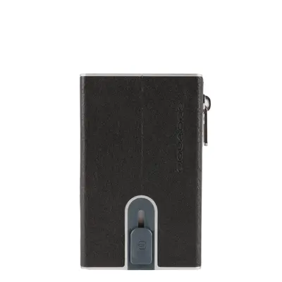 Piquadro, Leather Credit Card Holder, Square Sliding System, PP5585B3R, Black, Men