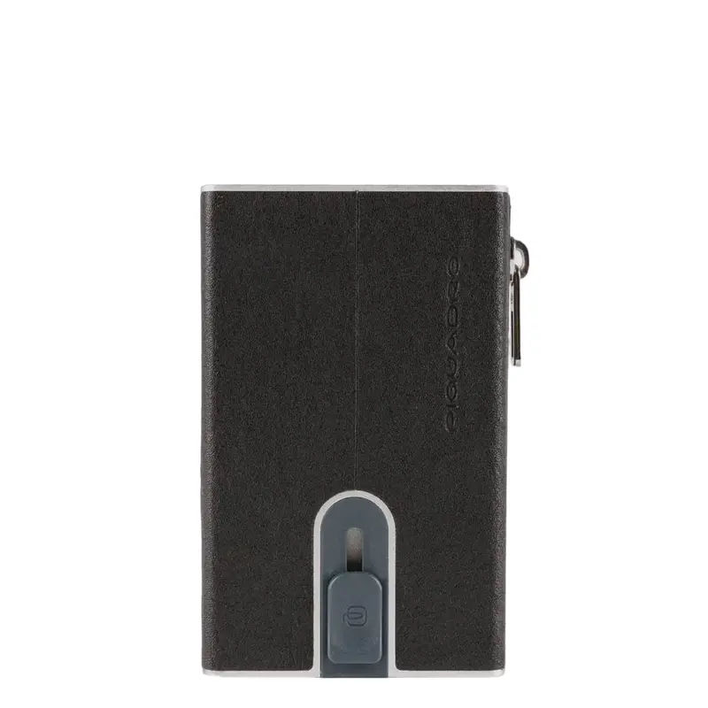 Piquadro, Leather Credit Card Holder, Square Sliding System, PP5585B3R, Black, Men