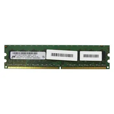 Micron MT18HTF12872AY-800F1 | 1GB DDR2-800MHz PC2-6400 ECC Unbuffered UDIMM CL6 2Rx8 1.8V 240-Pin Memory Module