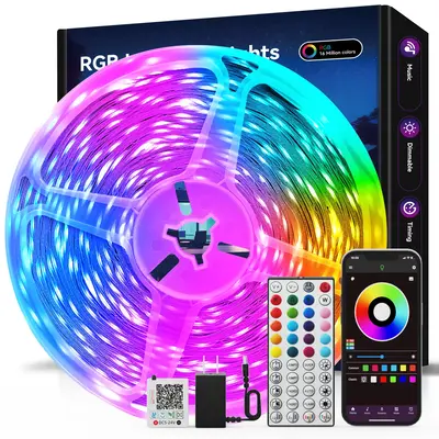 100FT 50FT Smart Led Light Strip RGB Color Changing Music Sync Strip Lights with App & Remote Control for Bedroom Indoor Ligh...