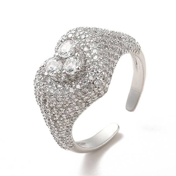 Cubic Zirconia Heart Open Cuff Ring
