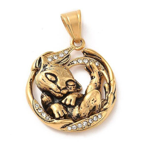 316L Stainless Steel Tibetan Style Rhinestone Pendants