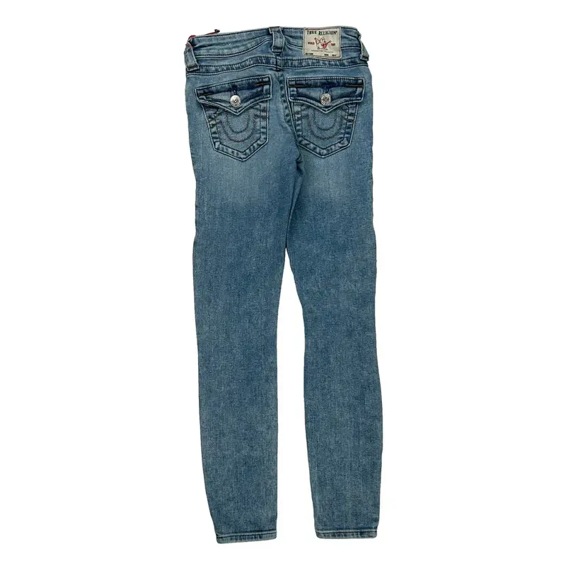 True Religion Skinny Fit Jeans - 25W UK 4 Light Wash Cotton Blend