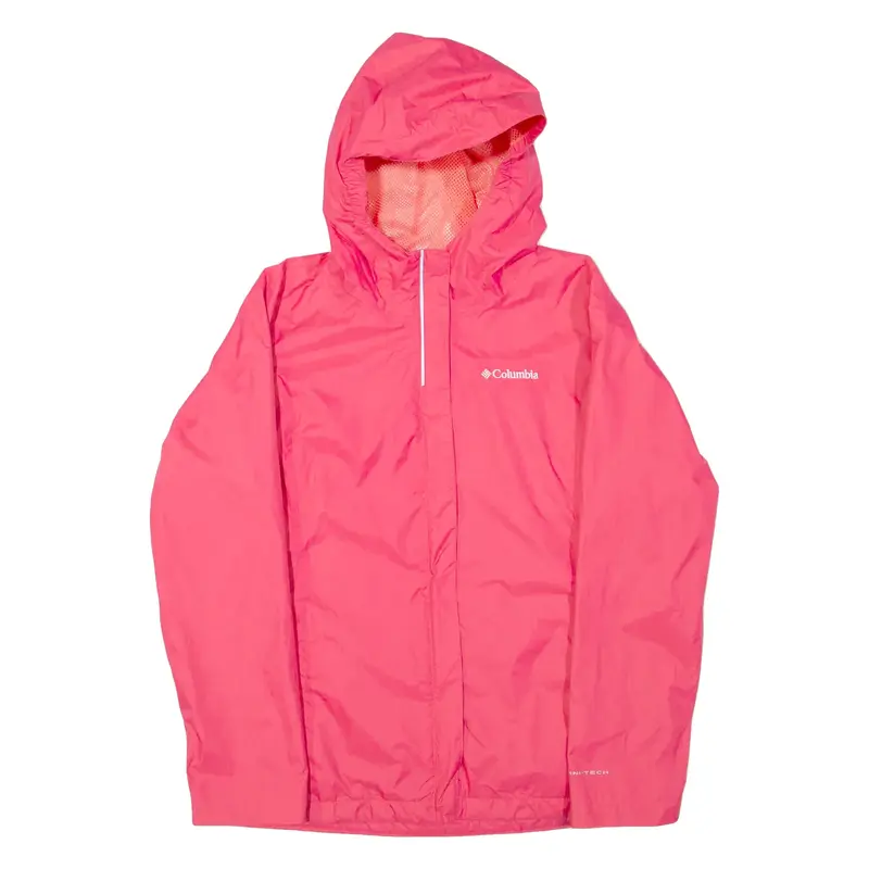COLUMBIA Womens Rain Jacket Pink Hooded L