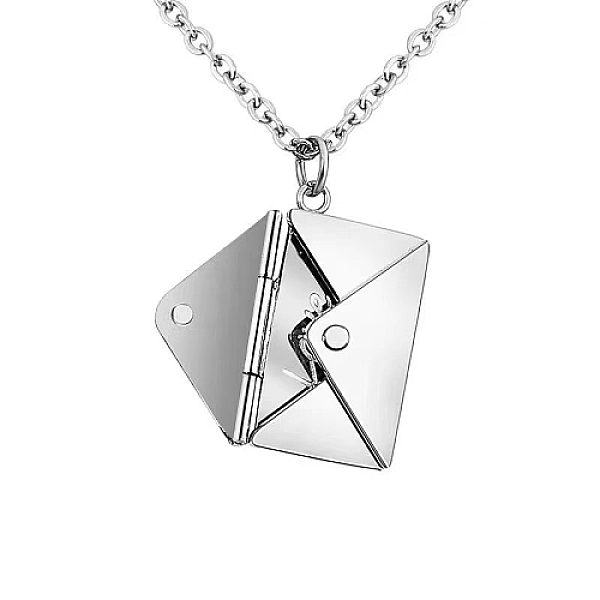 Non-Tarnish 304 Stainless Steel Envelope Pendant Necklaces