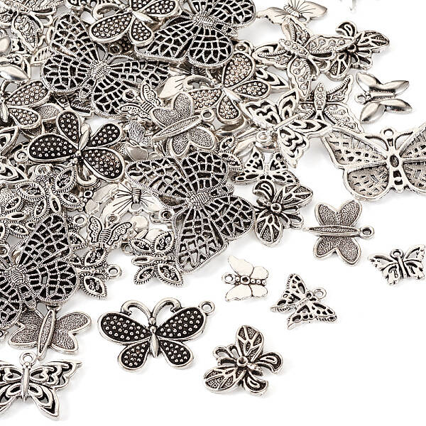 90Pcs 15 Style Tibetan Style Alloy Pendants