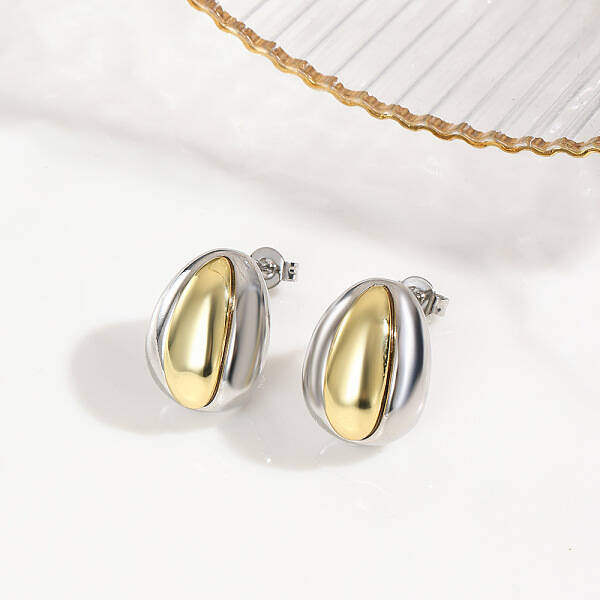 Brass Two Tone Stud Earrings