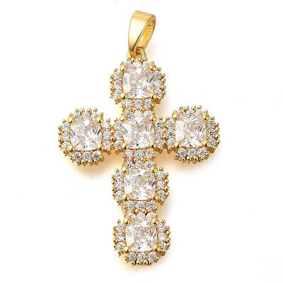 Brass Pave Clear Cubic Zirconia Pendants