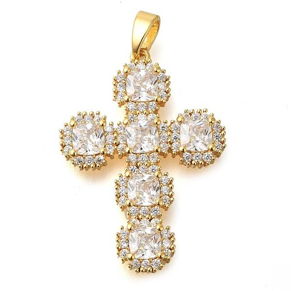 Brass Pave Clear Cubic Zirconia Pendants