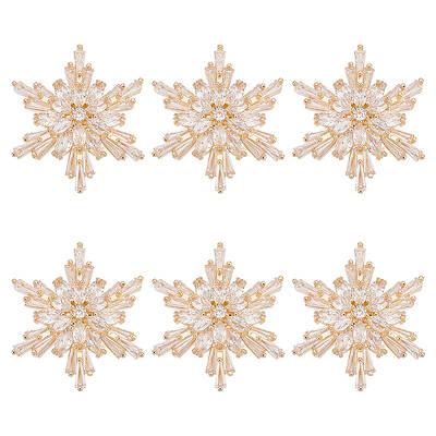 6Pcs 1-Hole Brass Micro Pave Clear Cubic Zirconia Shank Buttons
