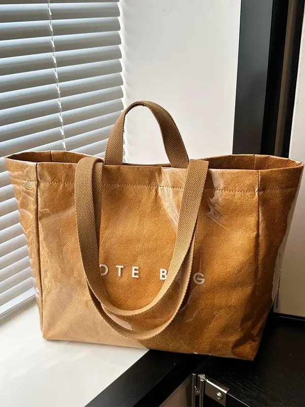 Women's Solid Color Tote Bag, Fashionable Large Capacity Tote Shoulder Bags for Work & Daily Used, Casual Trendy Versatile Hi...