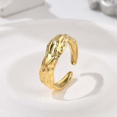 Textured 304 Stainless Steel Open Cuff Rings