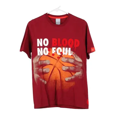 Nike Graphic T-Shirt - Small Burgundy Cotton