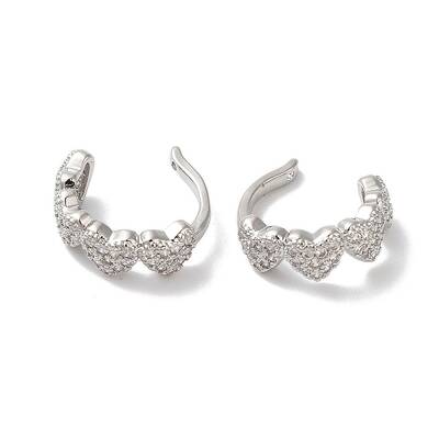 Heart Brass Micro Pave Cubic Zirconia Cuff Earrings for Women
