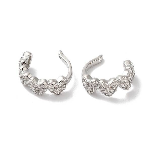 Heart Brass Micro Pave Cubic Zirconia Cuff Earrings for Women
