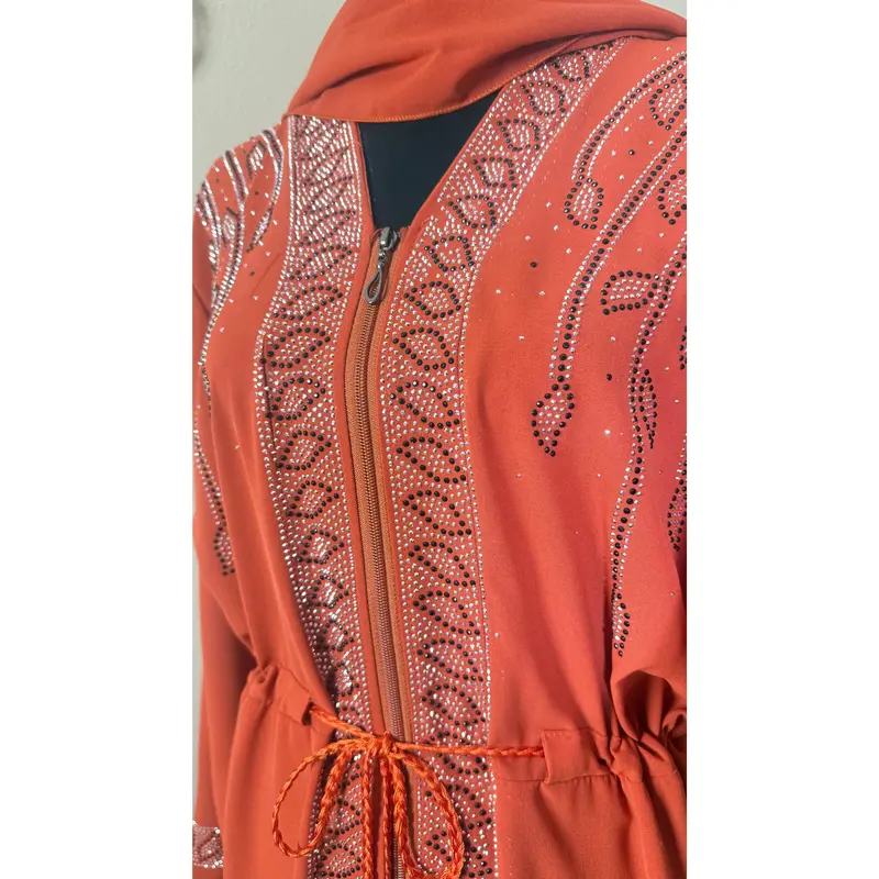 Diamond Serenity Zipper Leaves - Eid & Ramadan Modest Long Dress (SPK01)