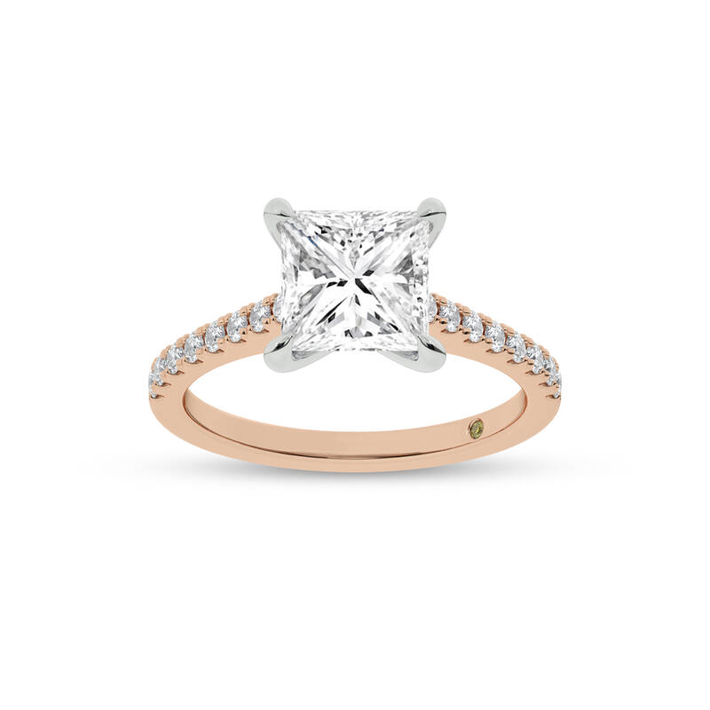 Destiny Half Coverage Princess Cut Lab Diamond Engagement Ring | 10K Rose Gold 2 1/3 CT. TW.