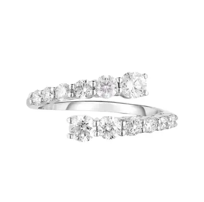 10K White Gold 0.98 CT.T.W. Diamond Custom Open Wrap Ring D Color VVS Clarity