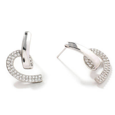 Fashionable Exquisite Brass Micro Pave Clear Cubic Zirconia Stud Earrings