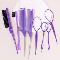Hair Comb and Hair Braiding Set, Including 4 Weaving Tool Rings, 2 Mouse Tail Combs, 1 Double-end Comb, 1 Edge Control Brush,...