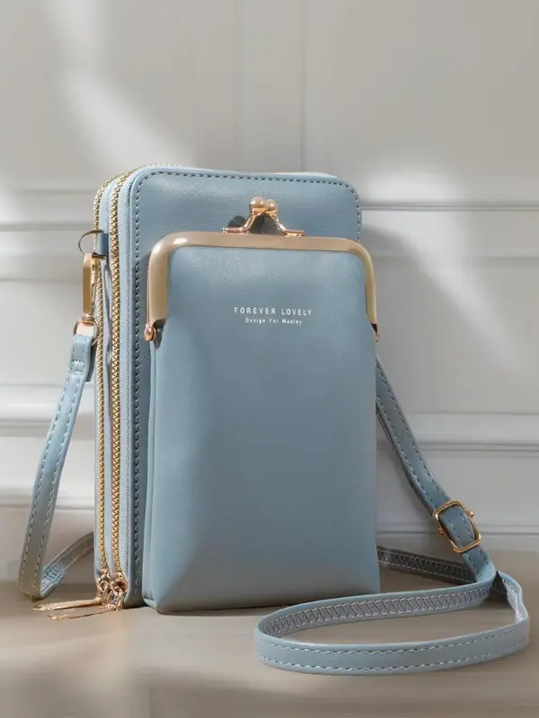 Women's Elegant Pu Leather Crossbody Bag for Summer, Modern Simple Plain Color Phone Wallet Bag, Casual Trendy Versatile Com...