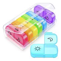 AUVON Travel Pill Organizer, Portable AM PM Pill Box with Large One-Slide Open, Pill Case for Medicine, Vitamins, Fish Oil, H...