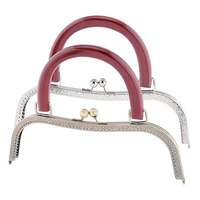 10inch Bag Clasp Frame Large Metal Purse Frame Kiss Clasp Lock Bag Clutch Frame with Wooden Handle for DIY Craft Bag Sewing D...