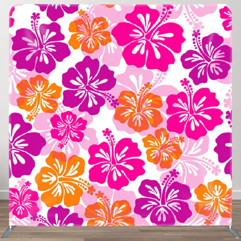 Aperturee Purple And Pink Flower Fabric Birthday Backdrop Cover - Aperturee