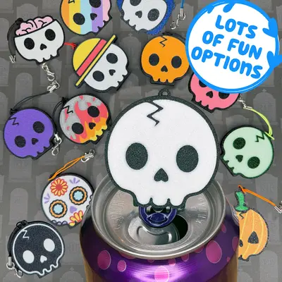 Tab Buddies Cute Skull Can Tab Opener with Keychain Strap - Fall Lovers Halloween Trick or Treat Toy Swag - 3D Printed PLA Po...