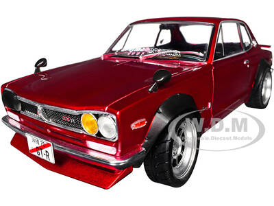 1970 Nissan Skyline (C10) Hakosuka RHD (Right Hand Drive) Red Metallic 1/18 Diecast Model Car by Solido