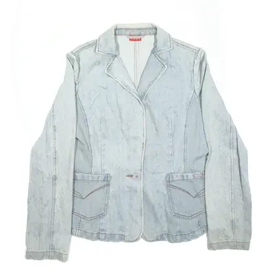 ELLE Y2K Jacket Blue Denim Blazer Womens L