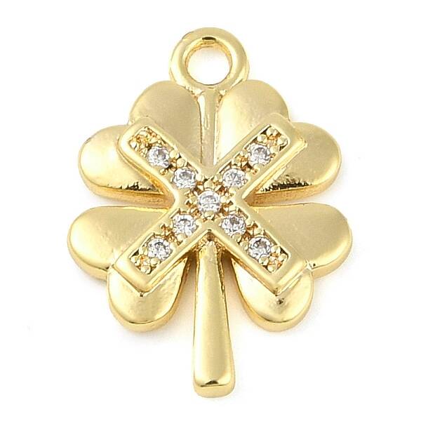Cross Theme Real 18K Gold Plated Brass Micro Pave Clear Cubic Zirconia Pendants