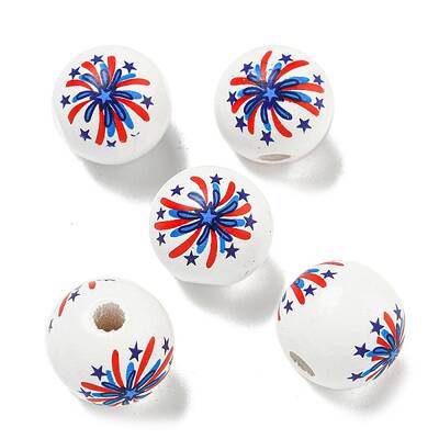 Printed Wood European Beads