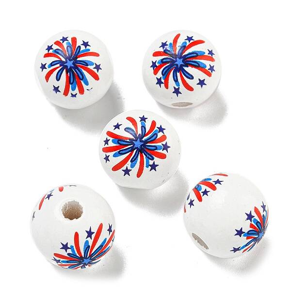 Printed Wood European Beads