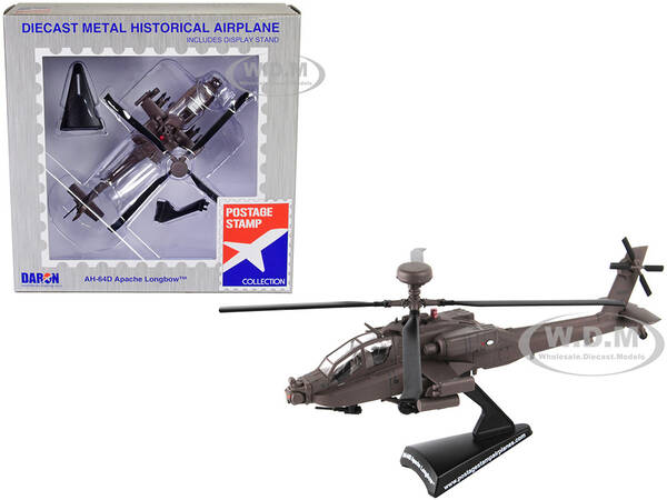 Boeing AH-64D Apache Longbow Helicopter United States Army 1/100 Diecast Model by Postage Stamp
