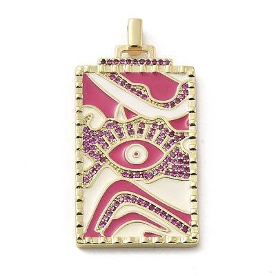 Brass Micro Pave Cubic Zirconia Pendants with Enamel