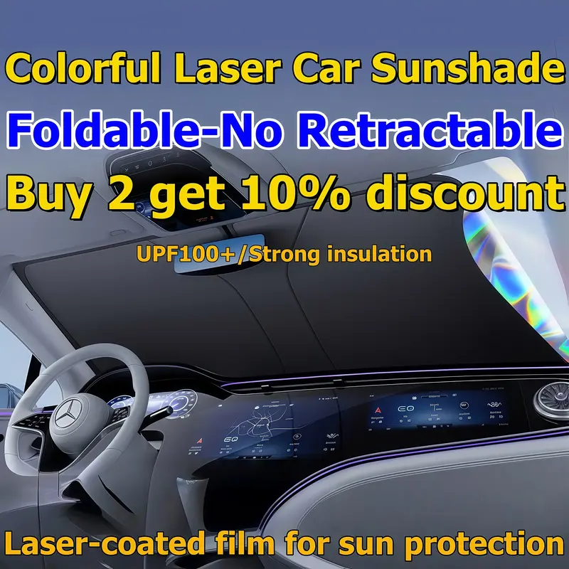 Laser Car Windshield Sun Shade Reflector Sunshade Offers Ultimate Protection for Car Interior Cool Reflective Sun Blocker Fit...