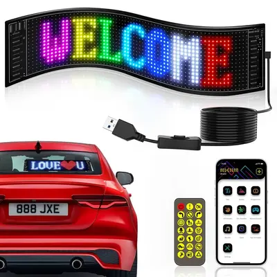 LED Matrix Panel, Flexible LED Advertising Digital Sign, USB Powered LED Decorative Lights, Suitable for Car, Shop, Party & H...