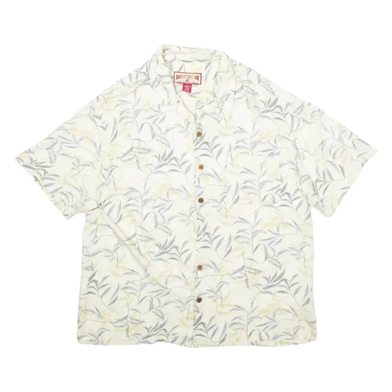 CARIBBEAN JOE Mens Hawaiian Shirt White Crazy Pattern L