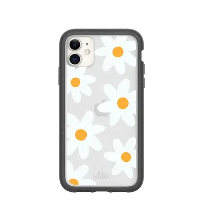 Clear Daisy iPhone 11 Case With Black Ridge