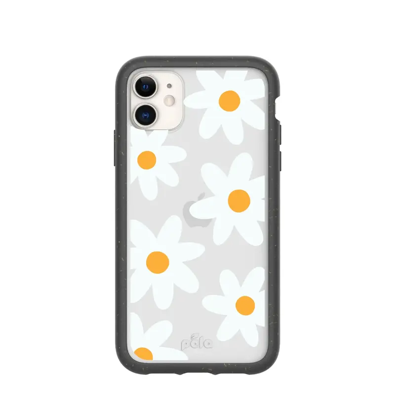 Clear Daisy iPhone 11 Case With Black Ridge