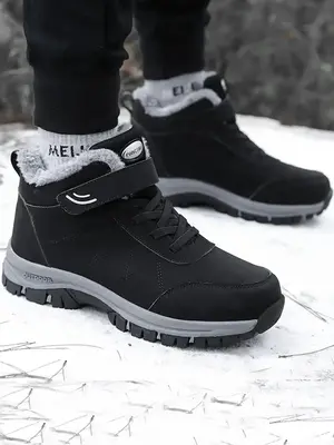 Men's Warm Snow Boots, 1 Pair Casual Waterproof & Non-slip Ankle Boots for Outdoor Activities, Simple Male All-match Shoes fo...