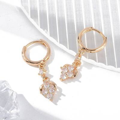 Brass Micro Pave Clear Cubic Zirconia Leverback Earrings