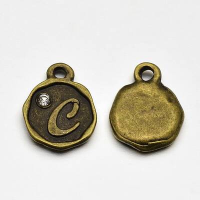 Antique Bronze Plated Alloy Rhinestone Charms