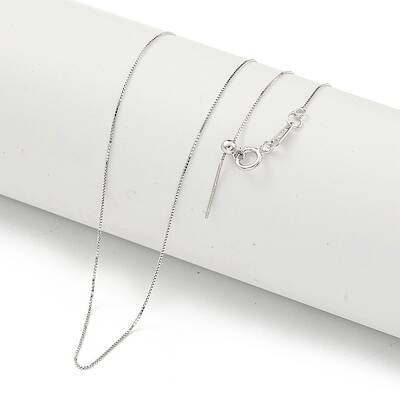 Rhodium Plated 925 Sterling Silver Box Chain Necklaces